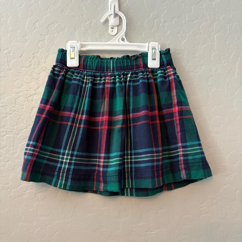 Gymboree green, blue, pink and red plaid print girls skirt size XS 4
